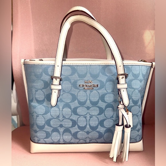 Coach Mollie 25 Tote Bag In Signature Chambray. - Picture 9 of 15